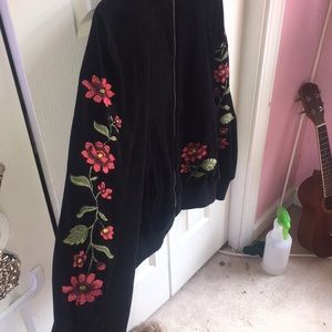 Forever 21 suede and rose embroidered jacket
